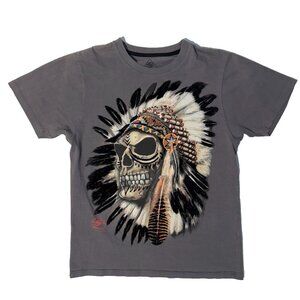 Seashore Indian Chief Skull Headdress Surfer Tshirt - S